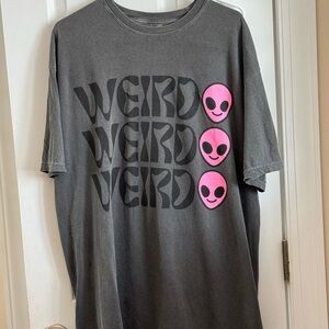Dressed in LALA Weirdo Alien Tee Charcoal Pink – Oversized M
